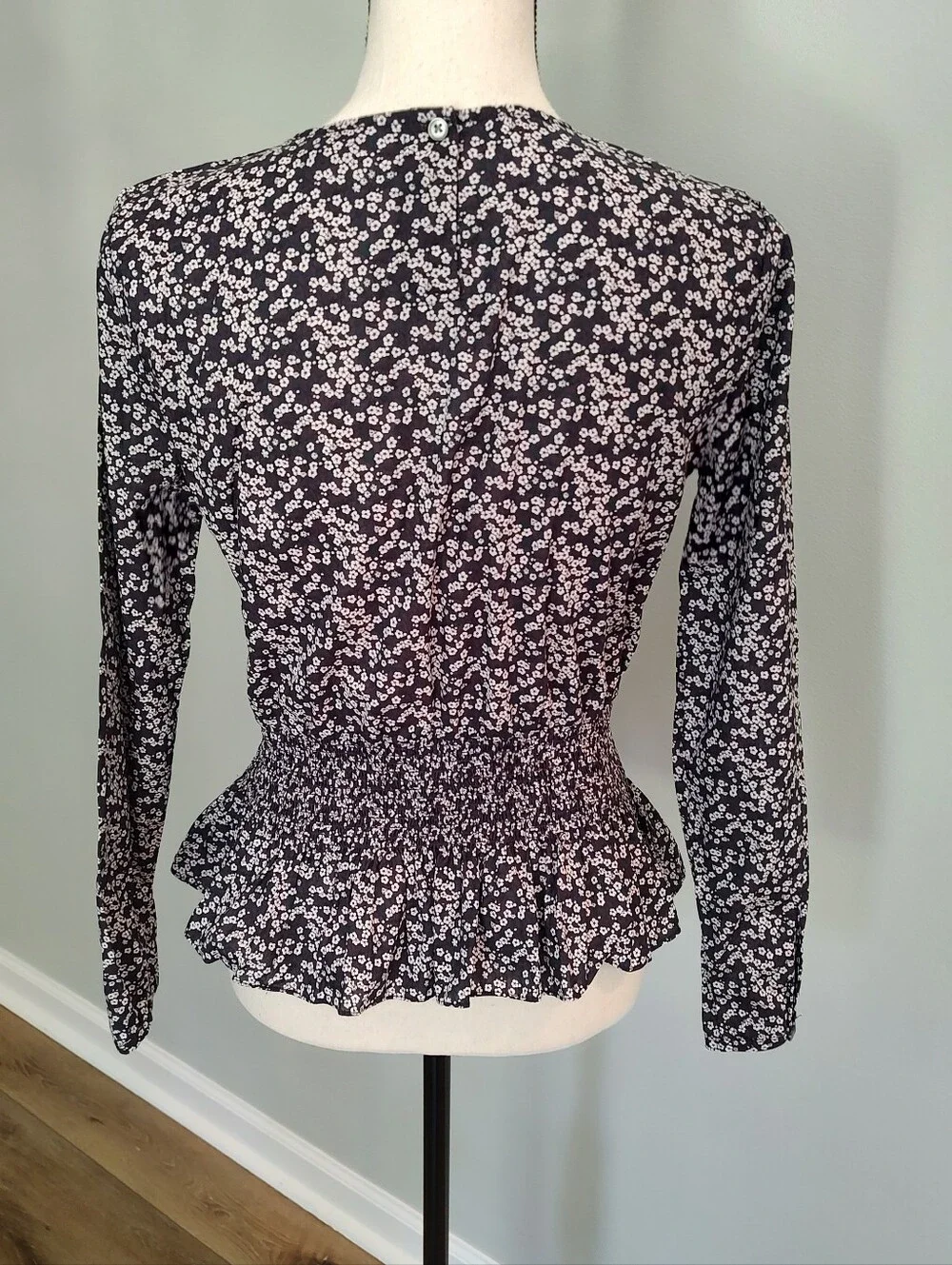 J. Crew Liberty Fabric Misti Valeria Floral Top Purple White Black Smock…
